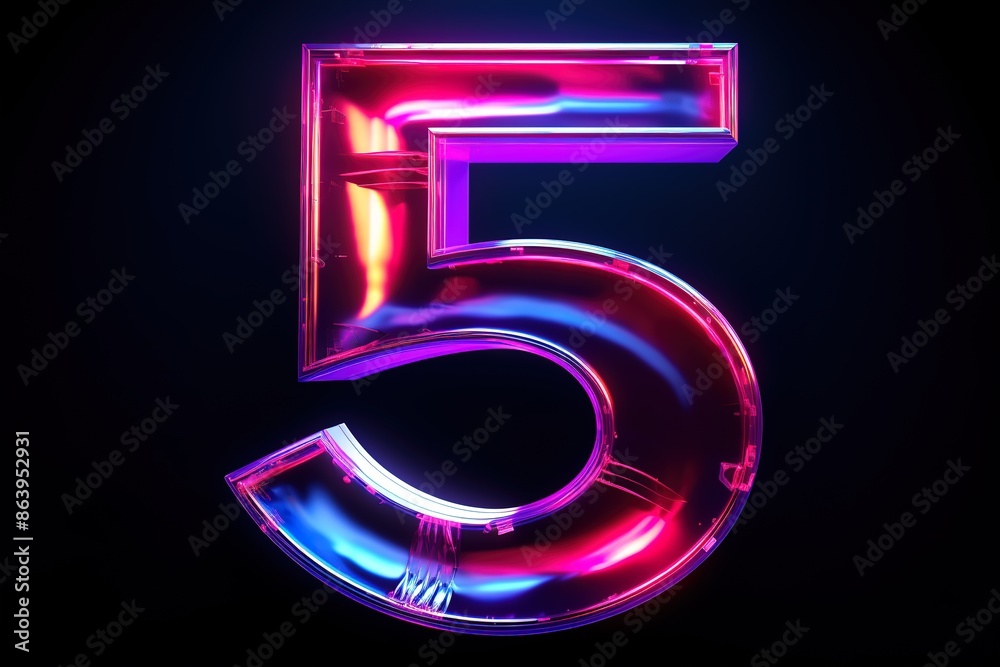 3d rendering of glowing number in the dark. number sign with neon retro light. 3d illustration with glass gradient material 3d rendering of glowing number in the dark. number sign with neon retro light. 3d illustration with glass gradient material
