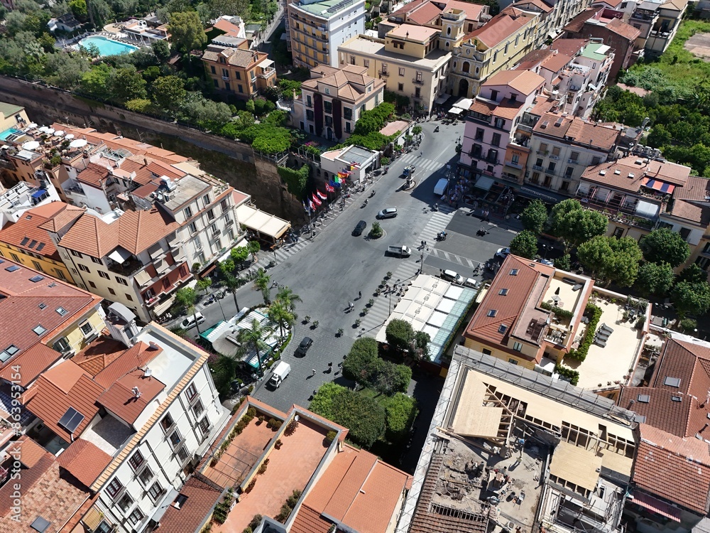 aerial view of Piazza Tasso this is the central public square of Sorrento. Italy aerial view of Piazza Tasso this is the central public square of Sorrento. Italy
