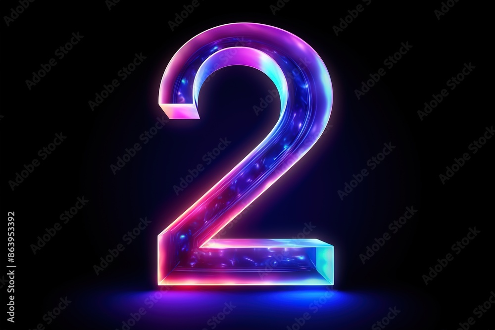Abstract sports Light out technology and with number 2 glowing in the dark, pink blue neon light Hitech communication concept innovation background Abstract sports Light out technology and with number 2 glowing in the dark, pink blue neon light Hitech communication concept innovation background