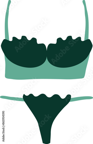 Sexy green female lingerie isolated or white background. Lingerie vector illustration.