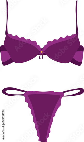 Sexy violet female lingerie isolated or white background. Lingerie vector illustration.