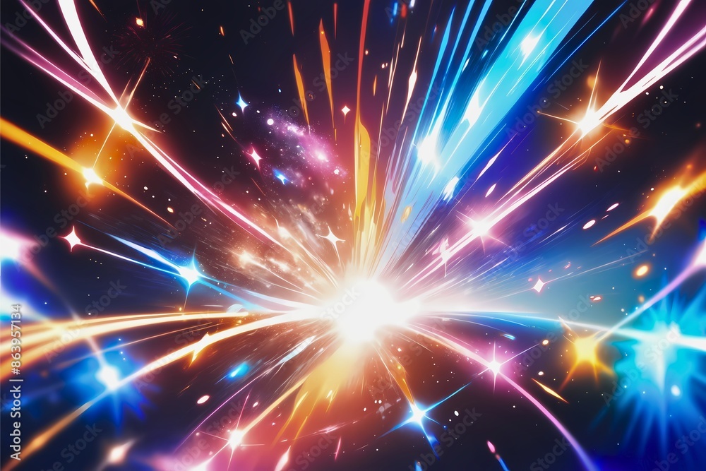 Fototapeta premium 光り輝くネオンのパーティクル