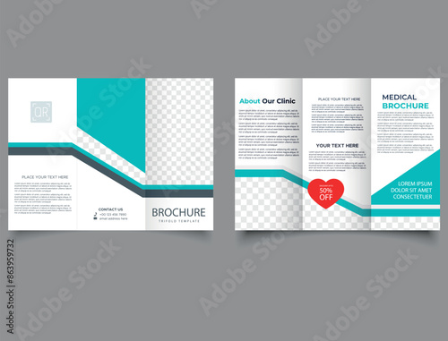 Medical trifold brochure. Healthcare Trifold Medical Brochure Flyer Layout Template