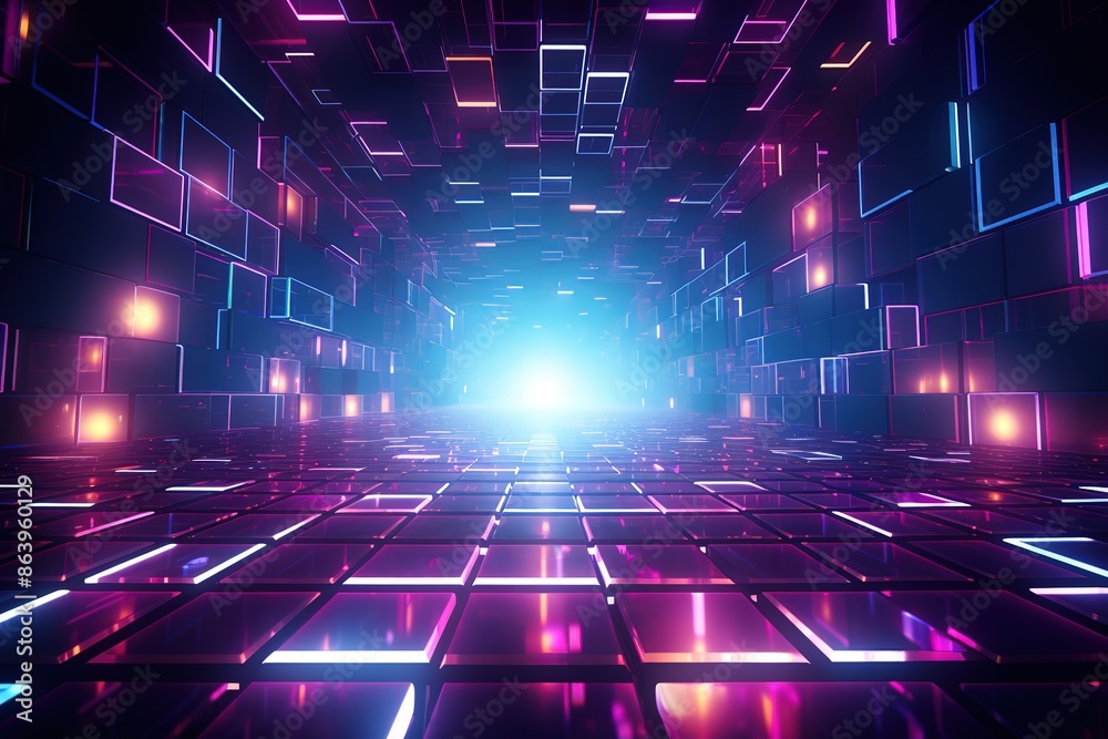 3d render, abstract futuristic neon background, virtual reality cyberspace, pink blue vibrant colors, laser show stage 3d render, abstract futuristic neon background, virtual reality cyberspace, pink blue vibrant colors, laser show stage
