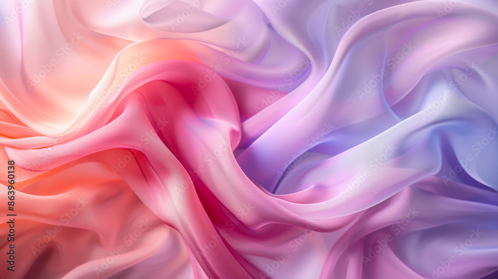 Fototapeta premium Flowing Pastel-Colored Fabric in Soft Light.Keywords:
