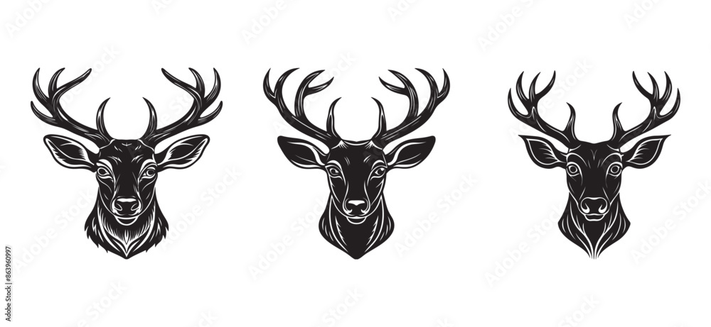 Stylized black deer head Silhouette vector created with AI Technology Stylized black deer head Silhouette vector created with AI Technology