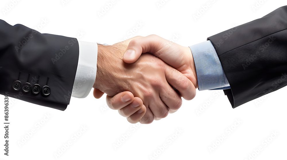 Handshake between two businessmen, on transparent background. Handshake between two businessmen, on transparent background.