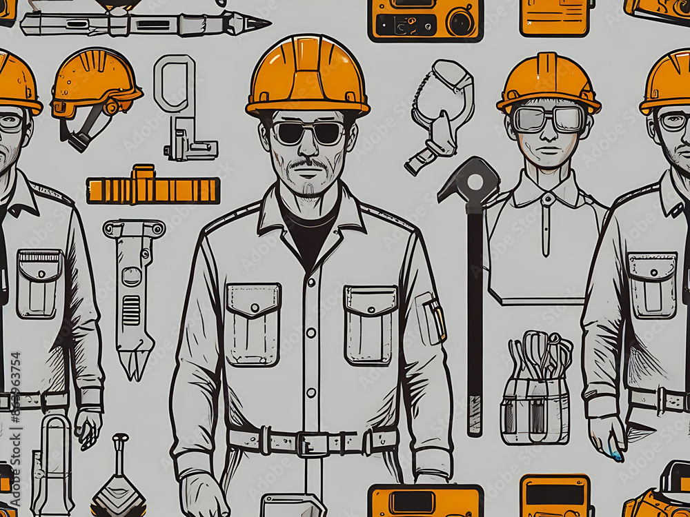 An engineer wearing a uniform and protective helmet, equipped with various construction instruments, depicted in thin line style vector illustrations on plain white background, hand drawn 2d design
An engineer wearing a uniform and protective helmet, equipped with various construction instruments, depicted in thin line style vector illustrations on plain white background, hand drawn 2d design