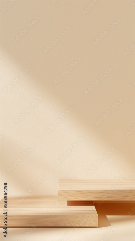 Fototapeta premium Minimalist Background for Product Presentation with Wooden Platforms