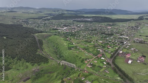 Aerial shot of the city of Tsalka. Georgia 2024 summer photo