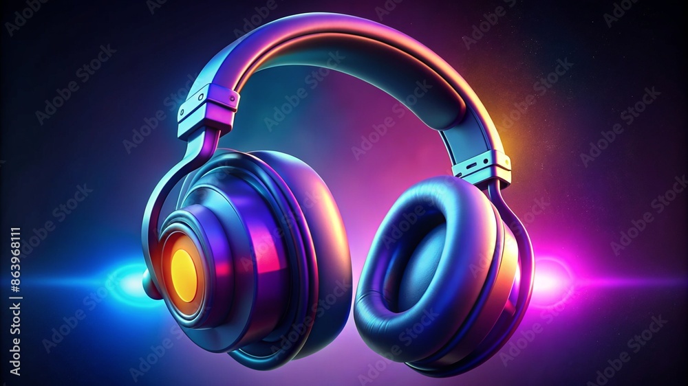 Stylish Cool Headphones on Modern Background Stylish Cool Headphones on Modern Background