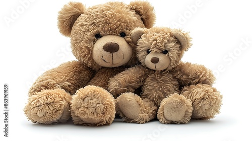 **Teddy bear with a small teddy bear toy isolated on white background © Momina