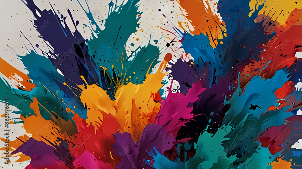 abstract background that mimics a contemporary mixed-media painting, incorporating bold splashes of color, textured elements, and dynamic shapes abstract background that mimics a contemporary mixed-media painting, incorporating bold splashes of color, textured elements, and dynamic shapes