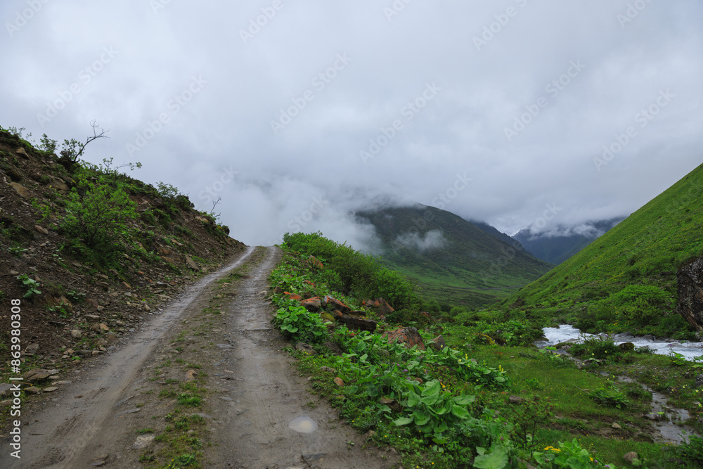 Trail on the high altitude mountains Trail on the high altitude mountains