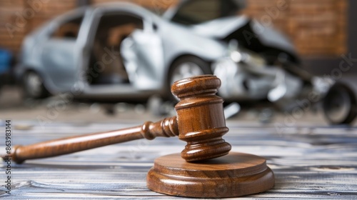 Legal proceedings for a car accident insurance claim. photo