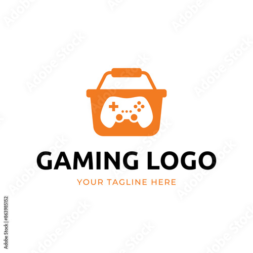 Game console and video games stick logo design template