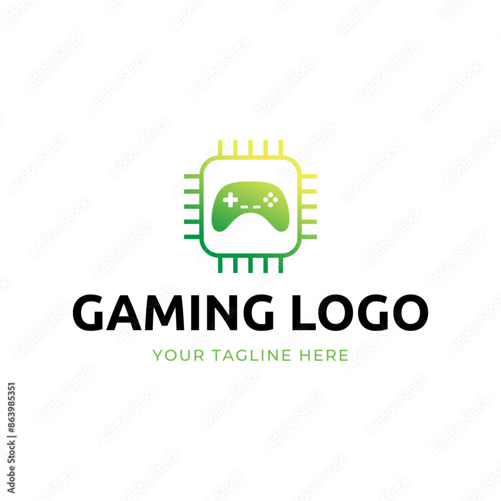 Fototapeta premium Game console and video games stick logo design template