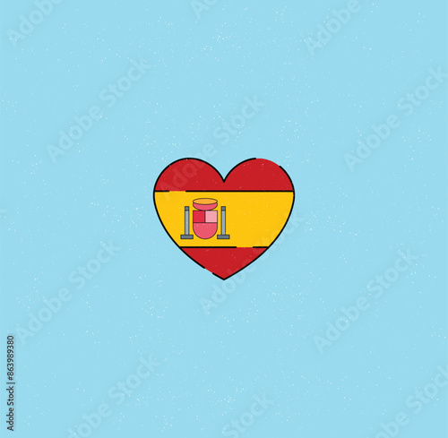 Eye-catching heart in the colors of the Spanish flag! Perfect for holidays, events, and showing your patriotism. photo