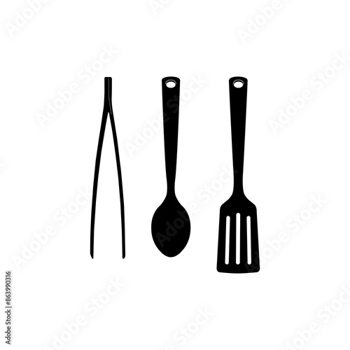 Kitchen utensil set, Food Tongs, Big Spoon and spatula