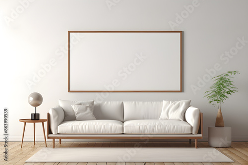 Home Interiors - Living Room - Blank Wall Art Mockup - Generative AI