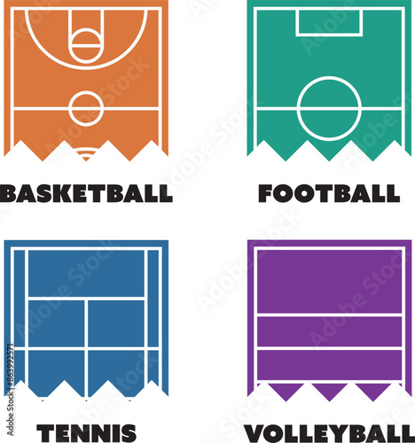 Game sports logo: football, basketball, tennis, volleyball