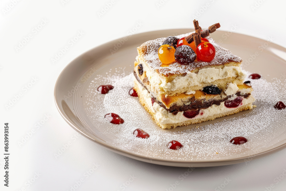 Chilled Cassata Rustica with Candied Fruit and Icing Sugar Chilled Cassata Rustica with Candied Fruit and Icing Sugar
