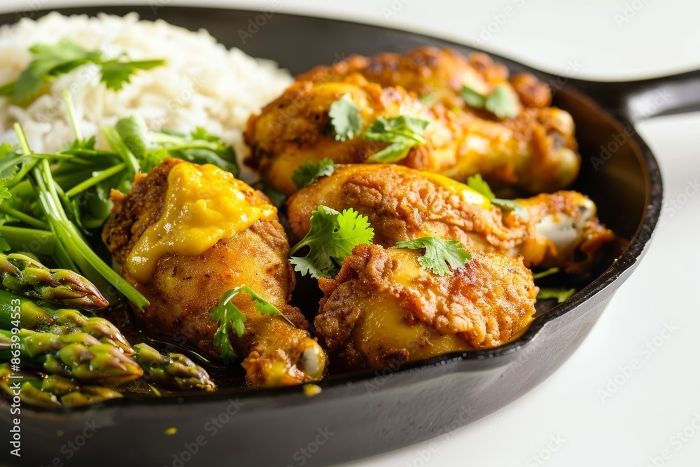 Flavorful Mango-Yogurt Chicken with Red Chile Asparagus and Cilantro Flavorful Mango-Yogurt Chicken with Red Chile Asparagus and Cilantro
