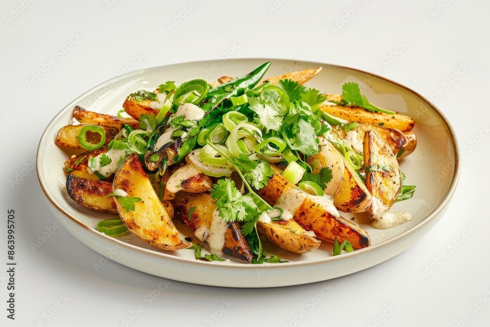 Indulgent Roasted Green Chile Home Fries with Creamy Garlic Dressing Indulgent Roasted Green Chile Home Fries with Creamy Garlic Dressing