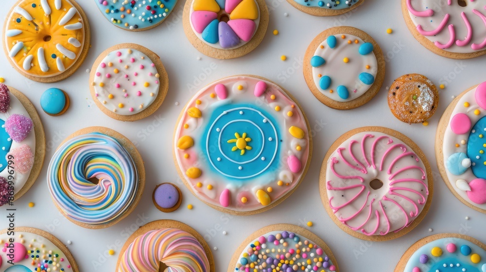 A variety of similar cookies with colorful designs and accessories to collect and enjoy A variety of similar cookies with colorful designs and accessories to collect and enjoy