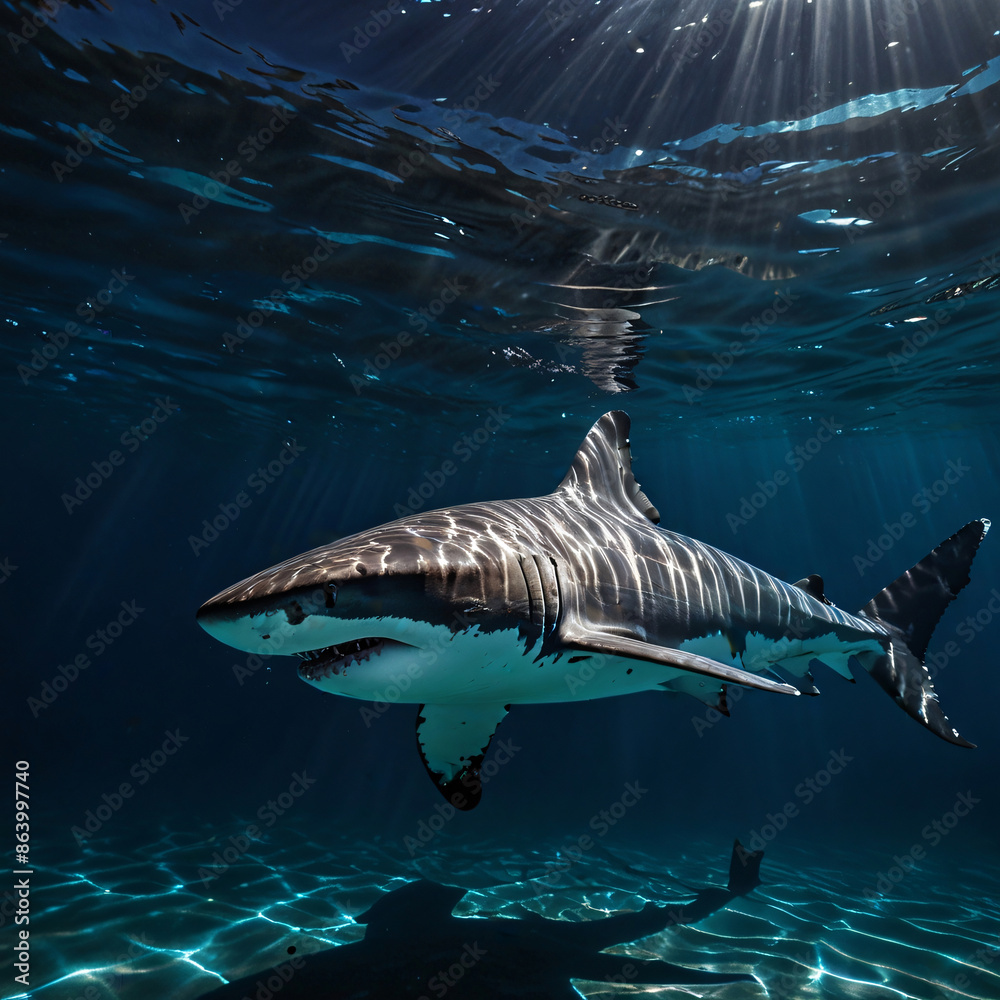 Fototapeta premium Great-White-Shark-Underwater