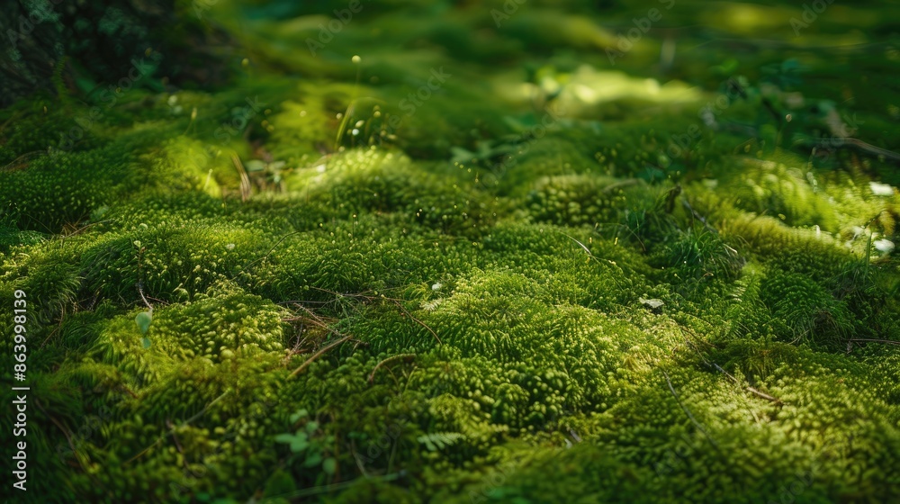 Moss texture in an ancient green forest during spring and natural forest backgrounds and textures during fall Moss texture in an ancient green forest during spring and natural forest backgrounds and textures during fall