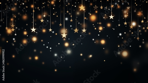Decorative shining stars against dark sky, holiday background