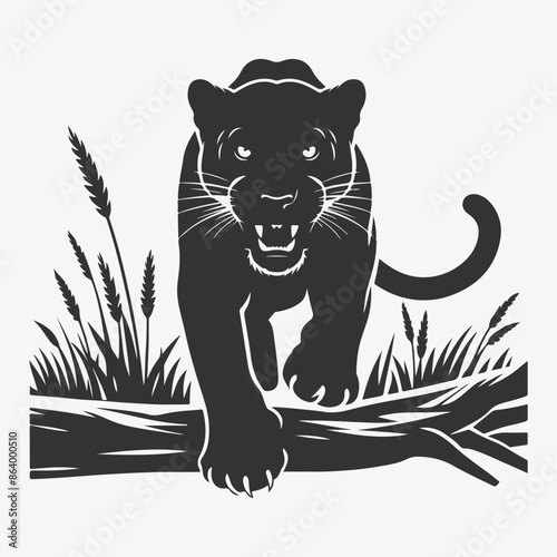 Majestic Panther Silhouette, Ideal for Art, Design, and Craft Projects