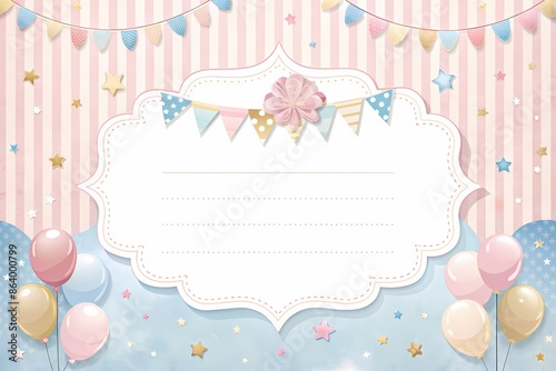 Baby Shower Invitation Template with Whimsical Background for Personalization