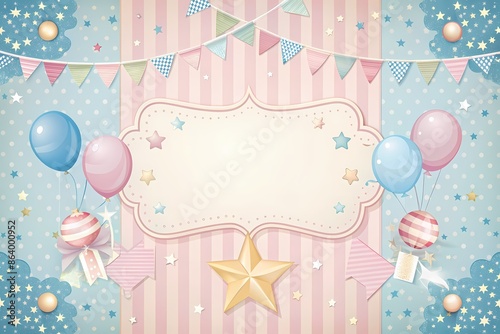 Baby Shower Invitation Template with Whimsical Background for Personalization