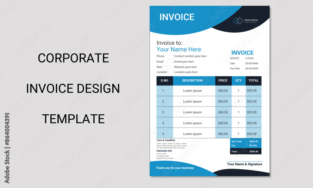 Professional Business invoice form design template Professional Business invoice form design template