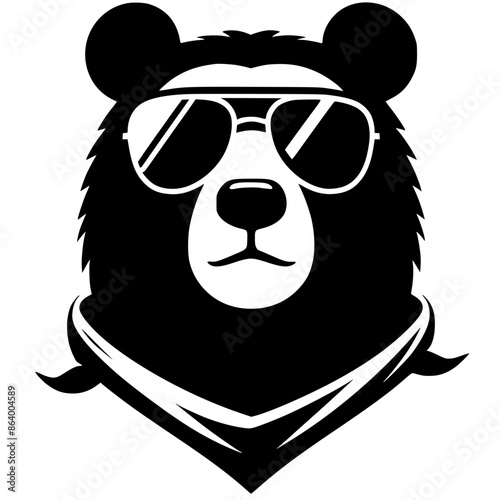 Silhouette portrait of a bear wearing glasses