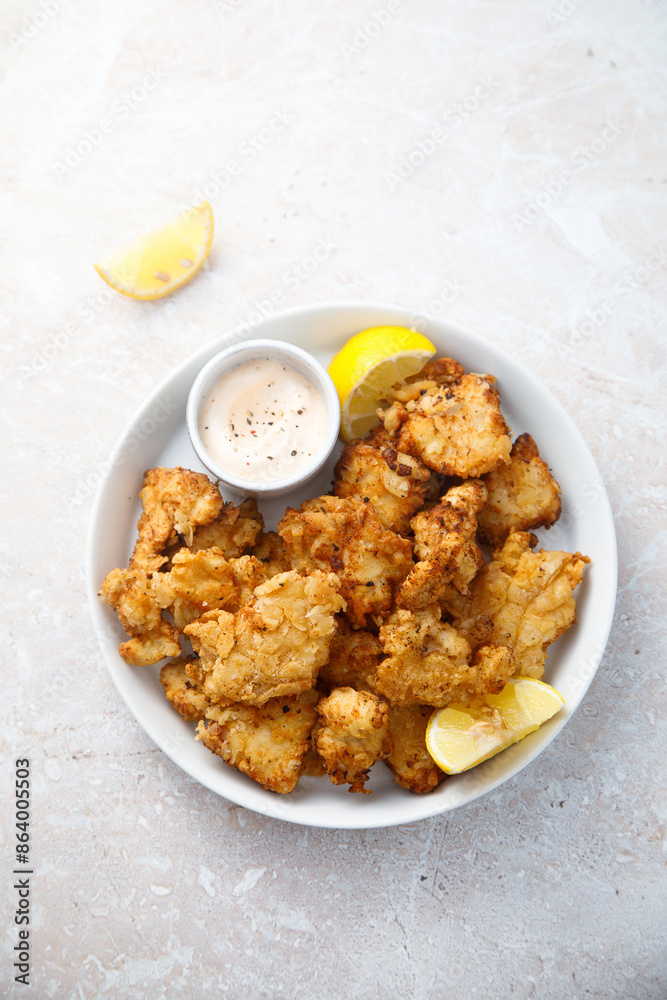 Traditional homemade chicken nuggets with sauce Traditional homemade chicken nuggets with sauce
