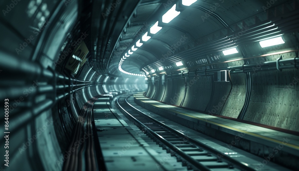 Fototapeta premium Curving Subway Tunnel