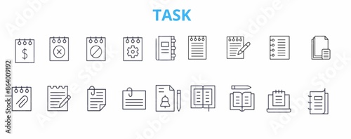 Task Line Editable Icons set. photo
