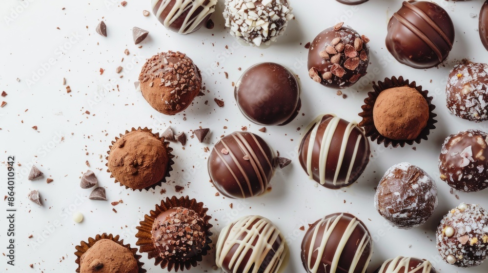 Homemade chocolate truffles on a neutral background Homemade chocolate truffles on a neutral background