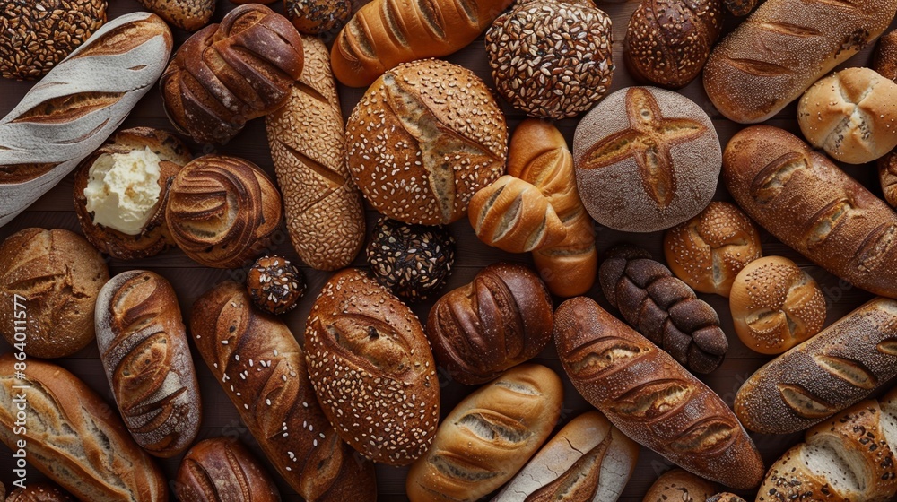 Top view of fresh bakery bread background. Top view of fresh bakery bread background.
