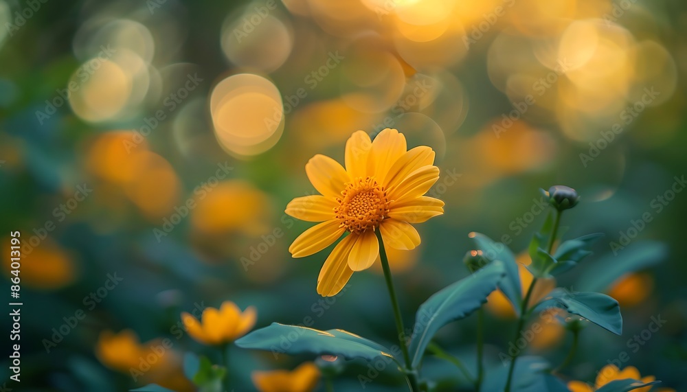 Yellow flower in the garden with bokeh light background, Thailand. Yellow flower in the garden with bokeh light background, Thailand.