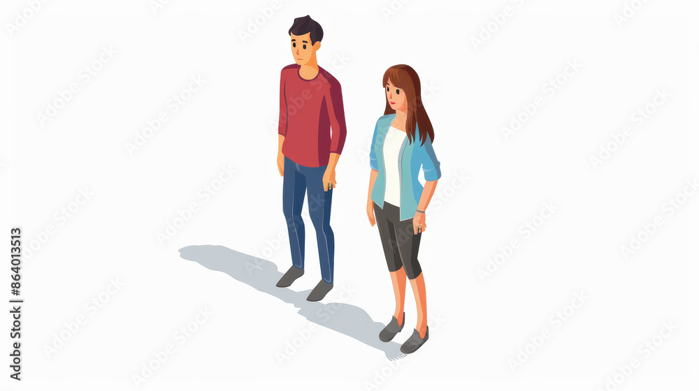 Two isometric cartoon people