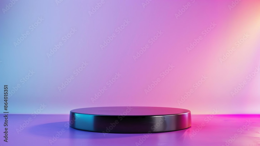 Sleek black podium, purple background, sharp lighting, modern product showcase, high detail, 4K resolution, high contrast, elegant design, stunning visuals Sleek black podium, purple background, sharp lighting, modern product showcase, high detail, 4K resolution, high contrast, elegant design, stunning visuals