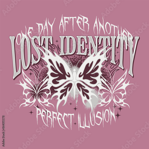 gothic design with college slogan and tribal butterfly