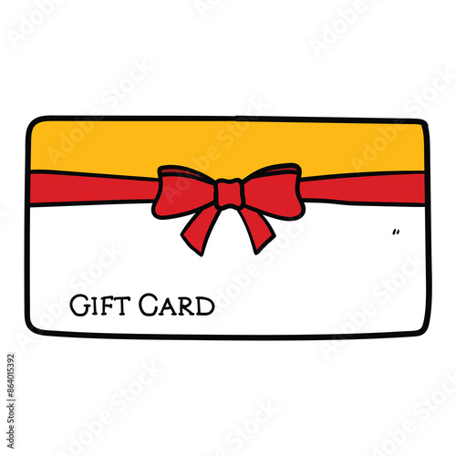 Hand drawn cartoon gift card on a white background.