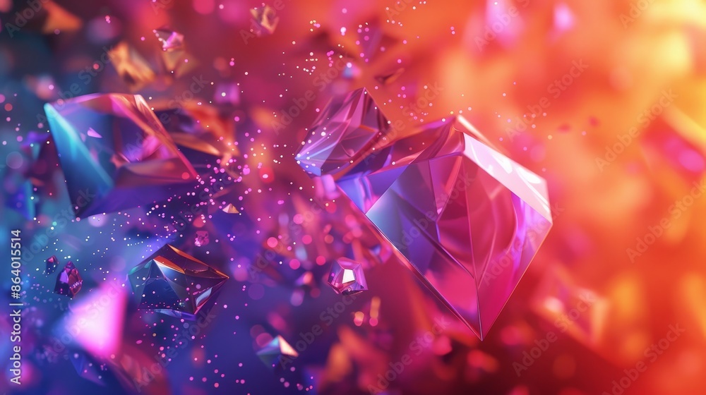 Bold dynamic crystals shimmering particles and ethereal light beams Bold dynamic crystals shimmering particles and ethereal light beams