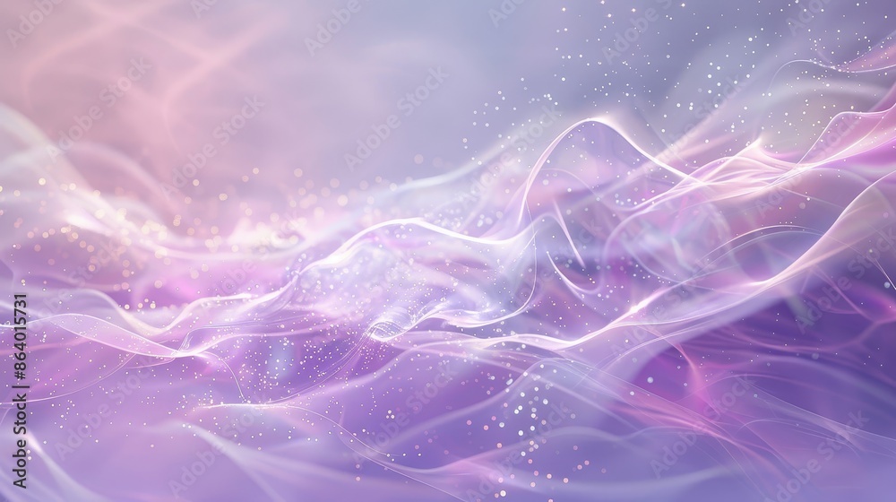 Translucent crystal waves in lavender and pink sparkling particles and ethereal light Translucent crystal waves in lavender and pink sparkling particles and ethereal light
