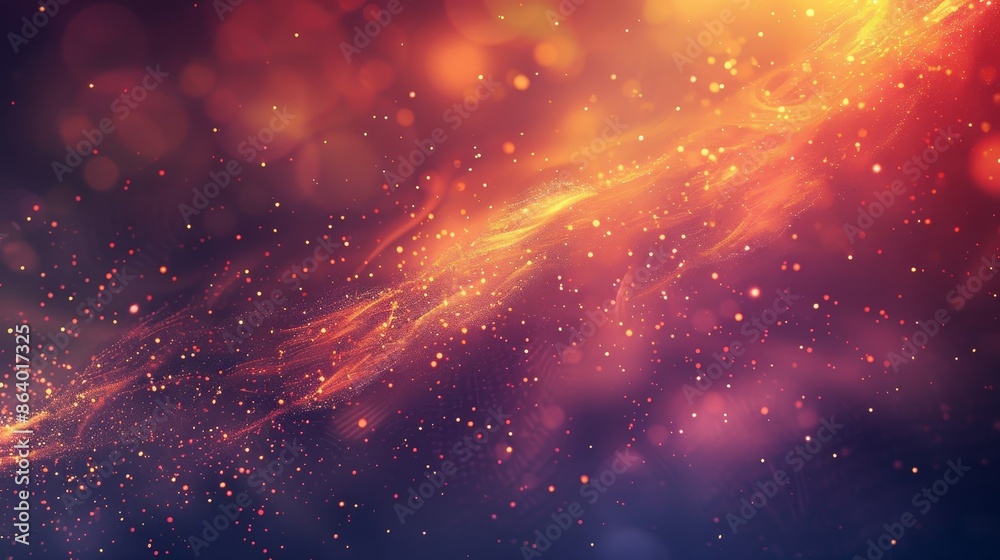 Fototapeta premium Vibrant fire hues with fluid textures and floating particles